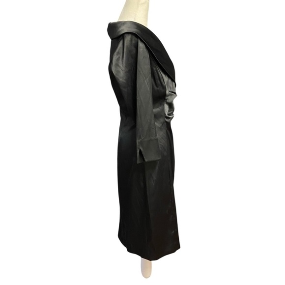 Willow Glenn New York Satin Cocktail Dress Size 6 Wrap Style 3/4 Sleeves Classic - Picture 5 of 9